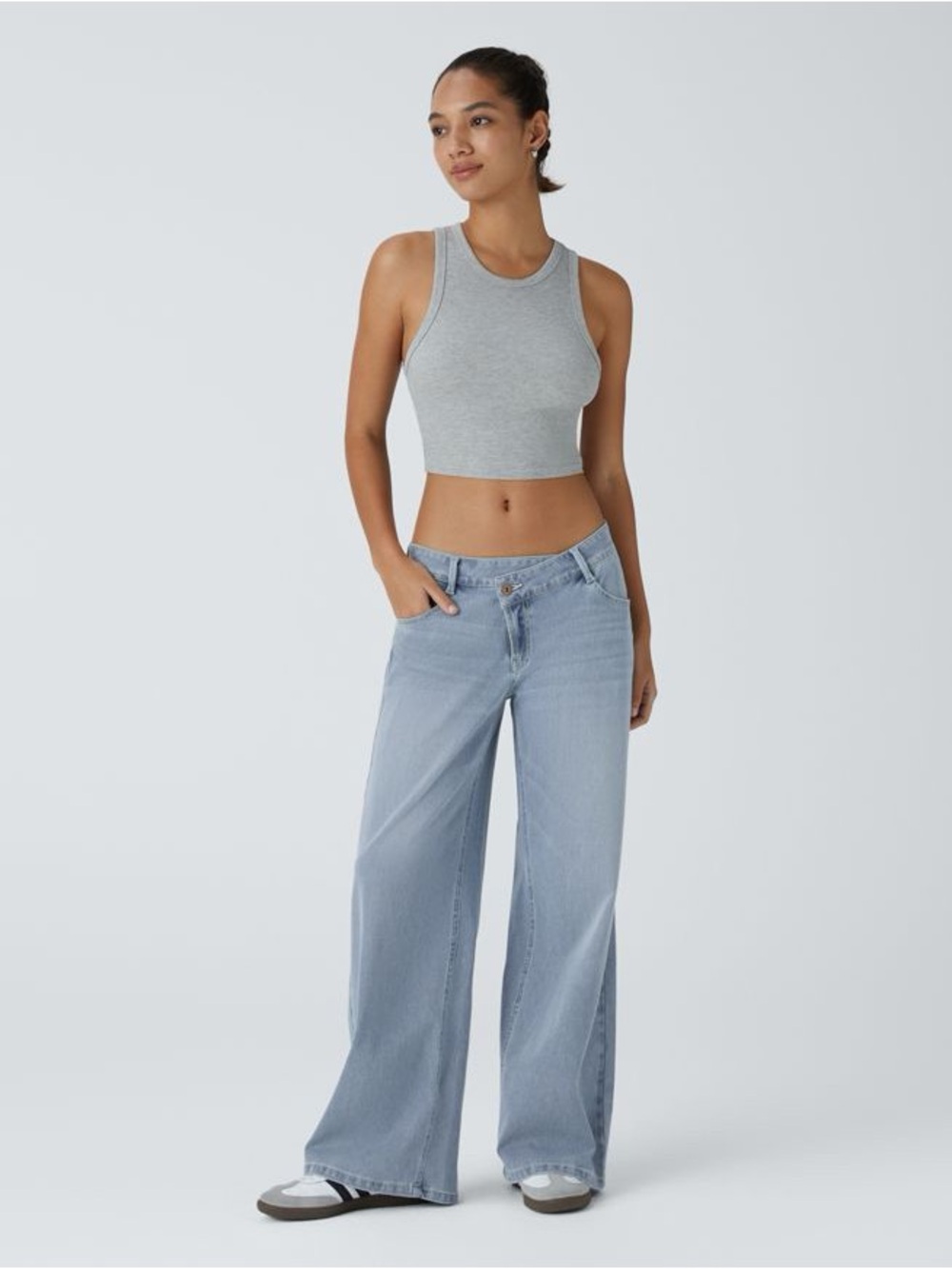 Halara Flex Asymmetric Low Rise Zipper Pockets Baggy Wide Leg